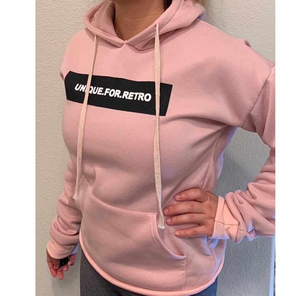 Pink pullover hoodie: UNIQUE FOR RETRO - Picture 4 of 4